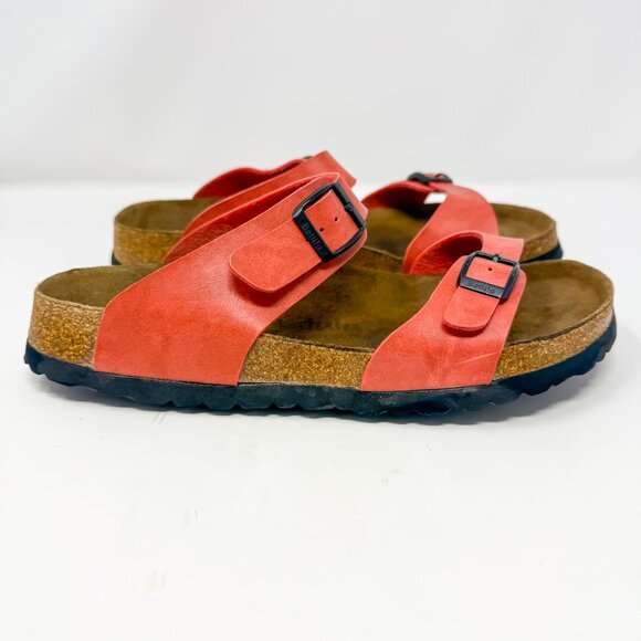 Betula by Birkenstock Sandals W9 M7 Coral 2-strap Leather Comfortcore Quiet Luxe - Picture 1 of 12